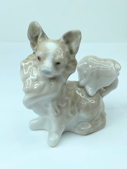 Lladro 4749 Gray small Papillon Dog porcelain figurine 3" A235