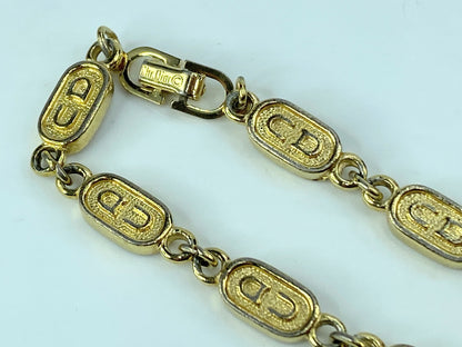 Christian Dior Dior GP Logo Plate Chain Bracelet Golden Metallic 7.5" GS471