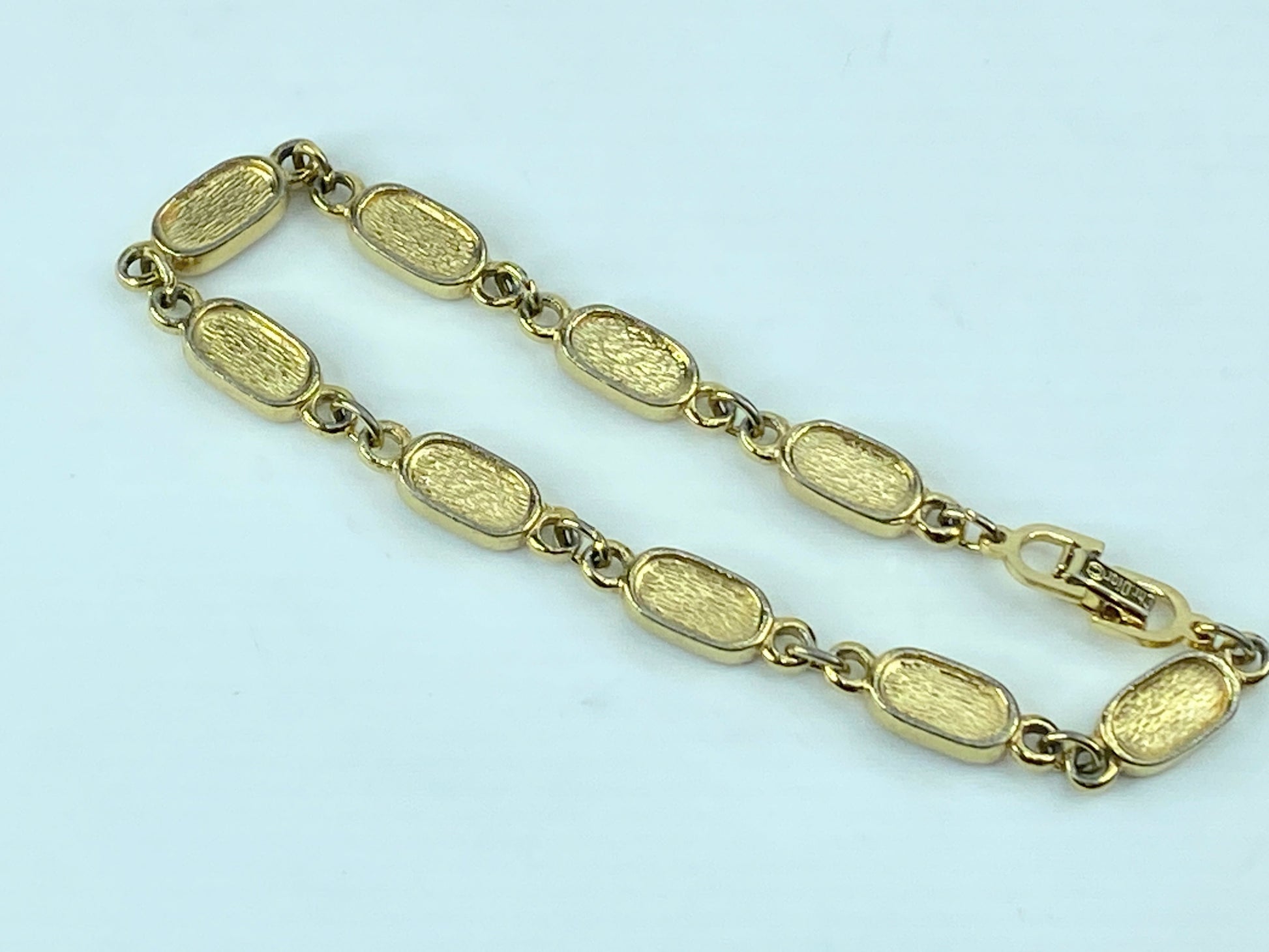 Christian Dior Dior GP Logo Plate Chain Bracelet Golden Metallic 7.5" GS471
