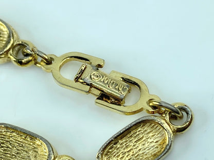 Christian Dior Dior GP Logo Plate Chain Bracelet Golden Metallic 7.5" GS471