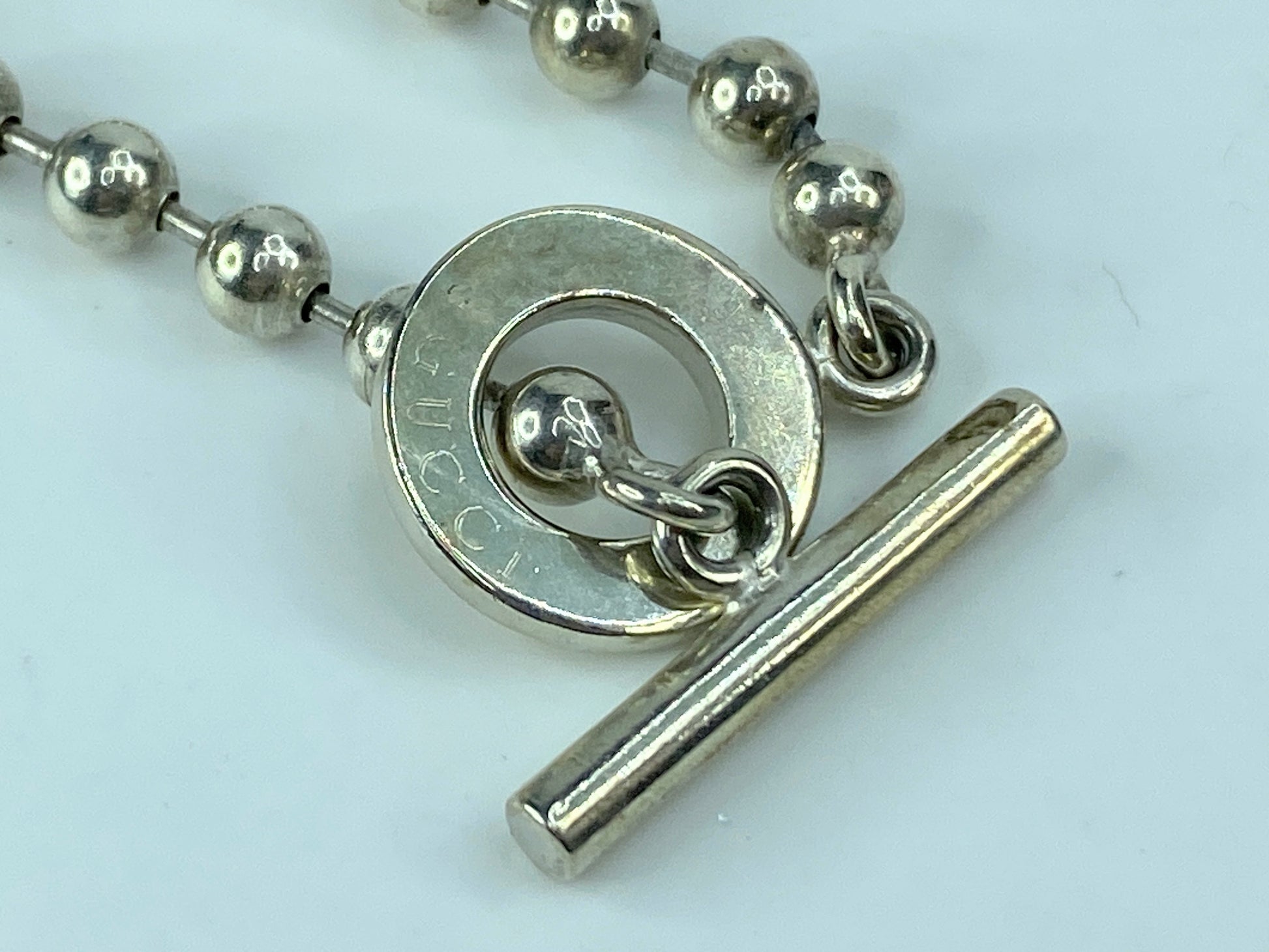 Gucci Sterling Silver Bead Boule Toggle Bracelet 7.5" 15.7 grams JR644
