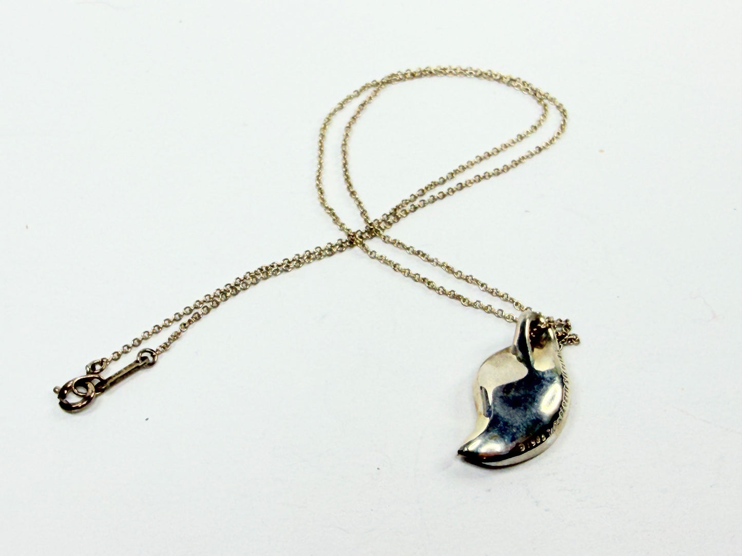 Tiffany & Co Elsa Peretti Leaf Necklace Sterling Silver 925 15.5in JR1203