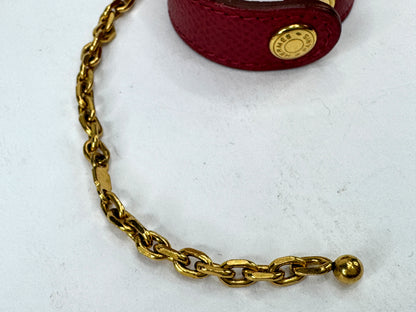 Vintage Hermès Red Leather Gold Tone Chain Glove Holder Bag Charm GS852