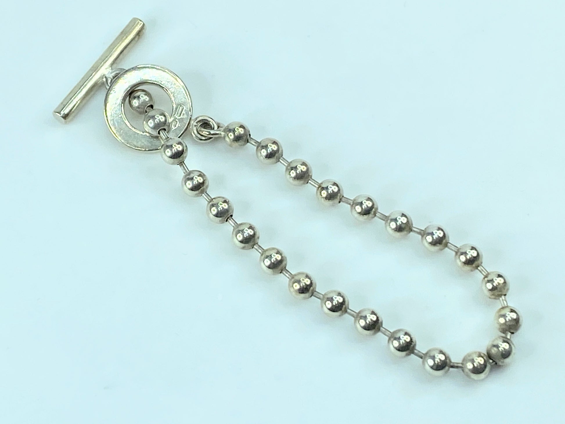 Gucci Sterling Silver Bead Boule Toggle Bracelet 7.5" 15.7 grams JR644