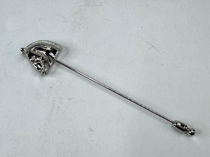 Vintage Hermès Horse Head Stick Pin Silver-Tone Bijouterie Fantaisie Box GS853