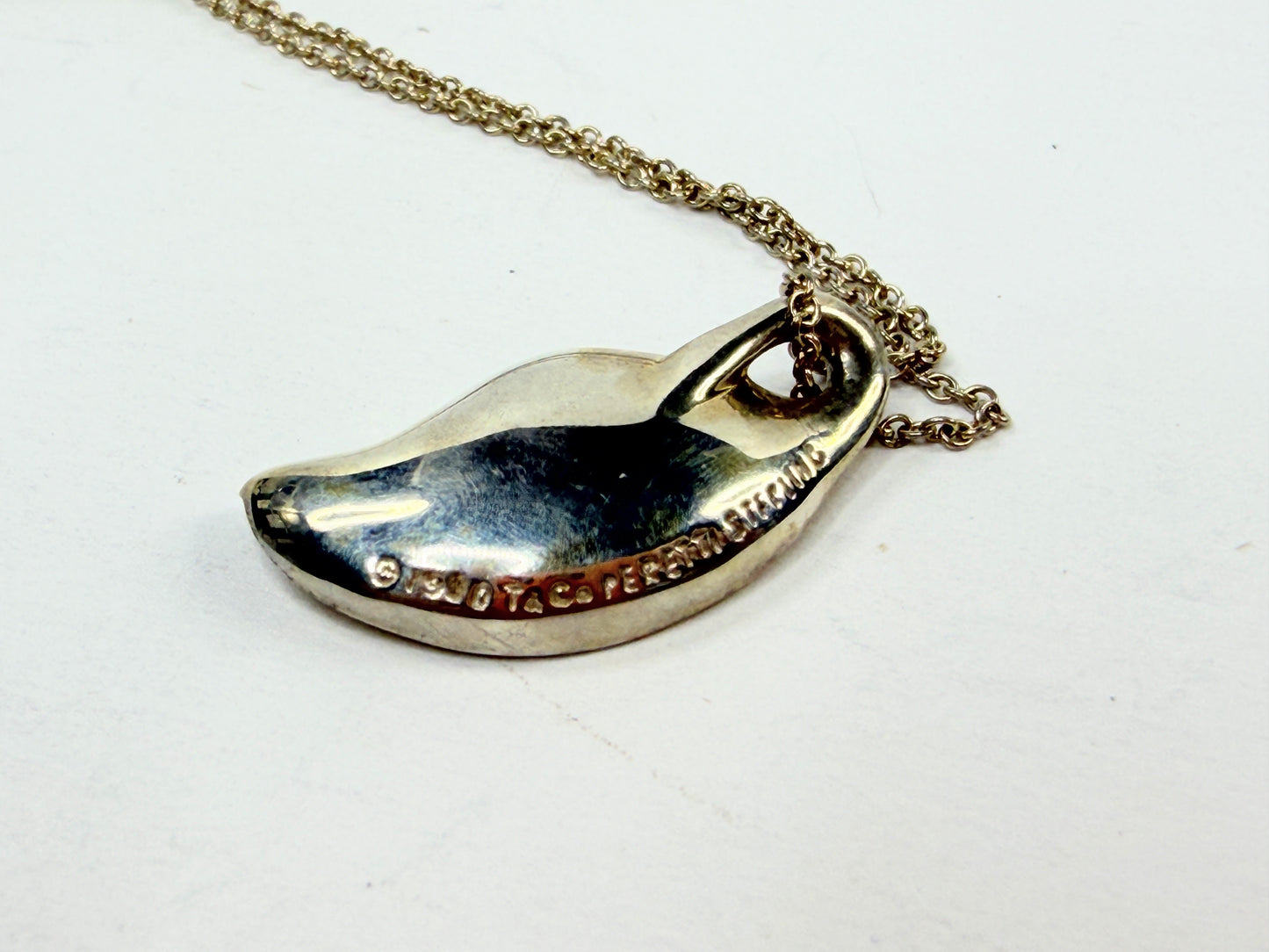 Tiffany & Co Elsa Peretti Leaf Necklace Sterling Silver 925 15.5in JR1203
