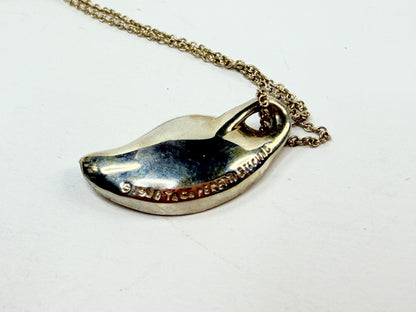Tiffany & Co Elsa Peretti Leaf Necklace Sterling Silver 925 15.5in JR1203