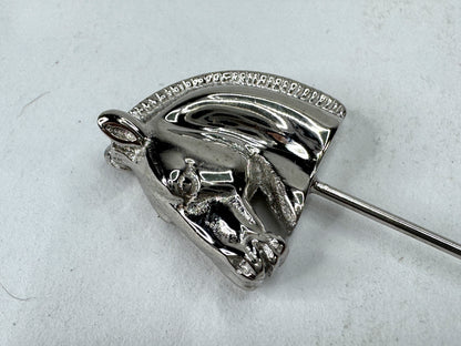 Vintage Hermès Horse Head Stick Pin Silver-Tone Bijouterie Fantaisie Box GS853
