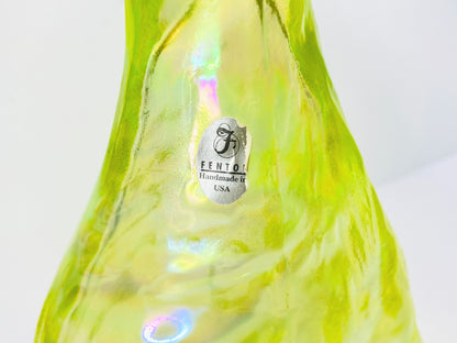 Vintage Fenton Vaseline Topaz Alley Figurine, 11" Tall, Signed Label A675