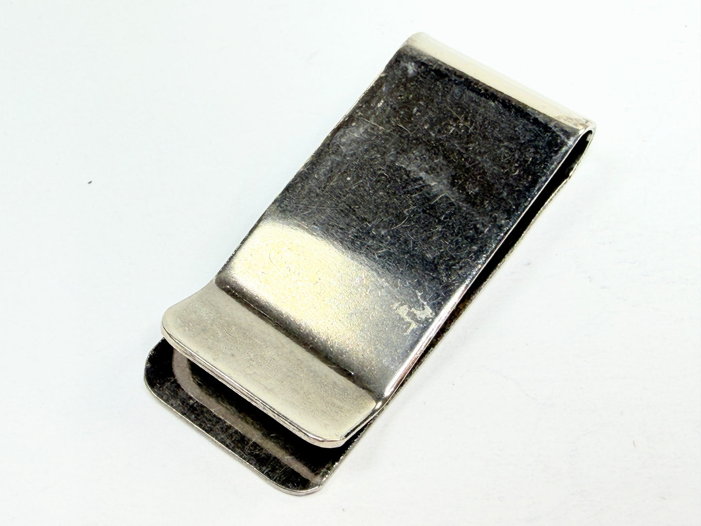 Vintage European 800 Silver Money Clip Dollar Sign Engraved Design Art Era SS184