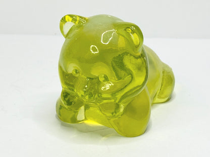 Fenton Vaseline Glass Bear Figurine Uranium Glows Under UV Light Perfect A676