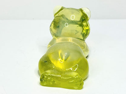 Fenton Vaseline Glass Bear Figurine Uranium Glows Under UV Light Perfect A676