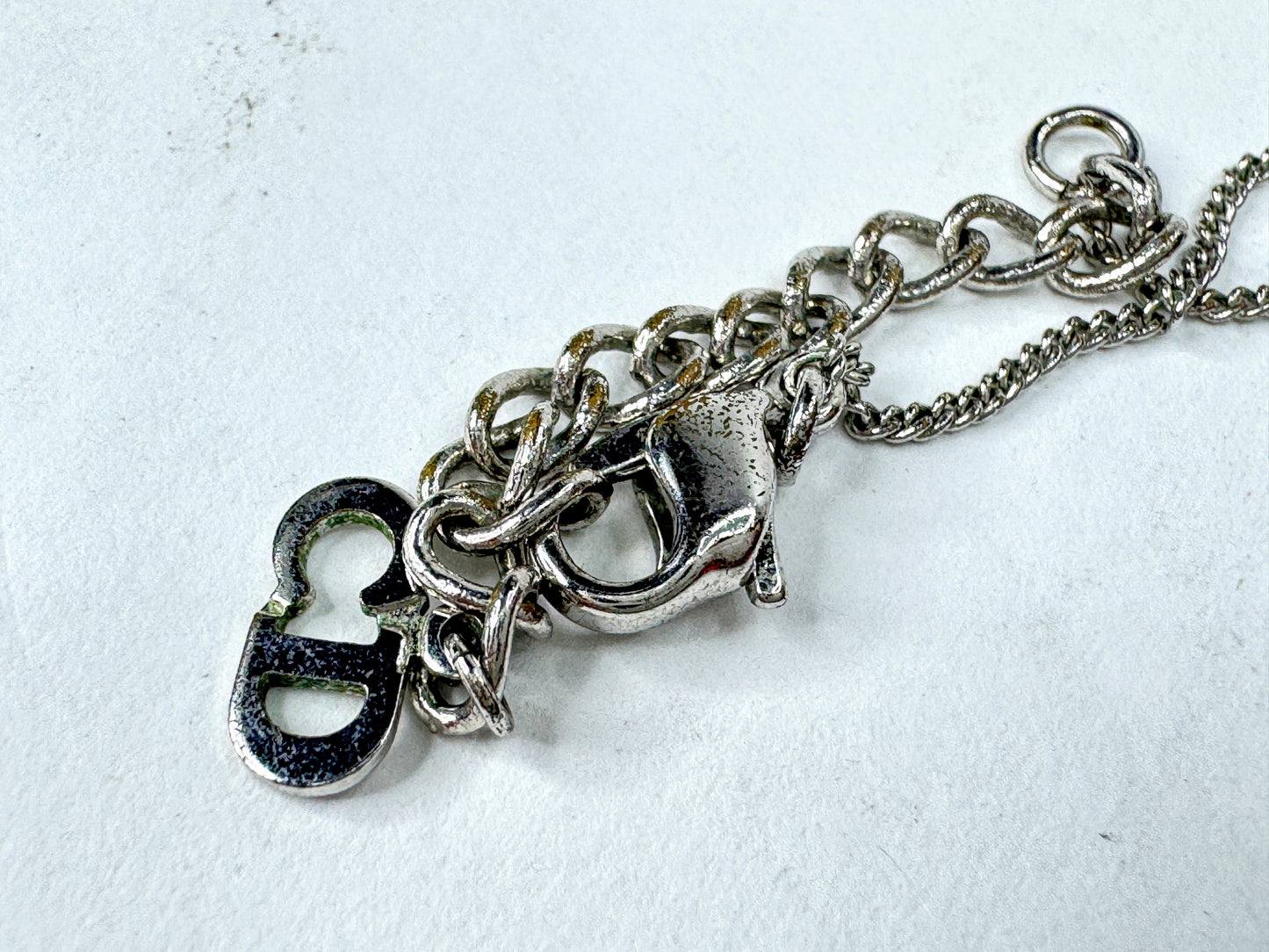 Vintage Christian Dior Cadena Padlock CD Logo Silver Tone Necklace GS855