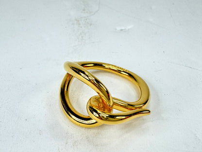 Vintage Hermès Anneau De Foulard Golden Metal Scarf Ring with Pouch GS856