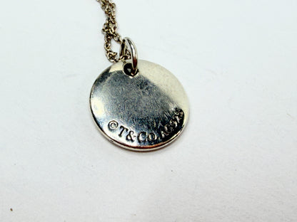 Tiffany & Co Elsa Peretti Script Initial T Disc Necklace Sterling Silver JR1207