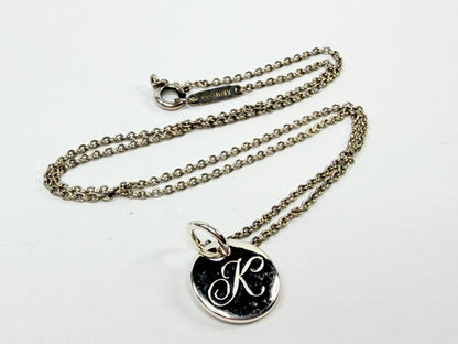 Tiffany & Co Elsa Peretti Initial Disc Necklace Sterling Silver 925 Italy JR1205