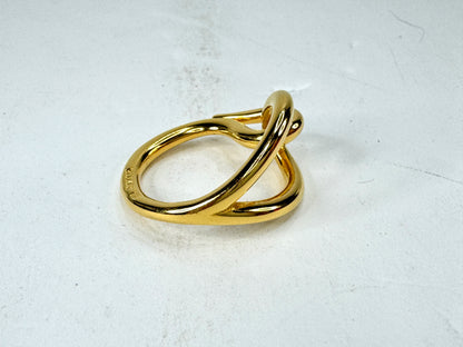 Vintage Hermès Anneau De Foulard Golden Metal Scarf Ring with Pouch GS856