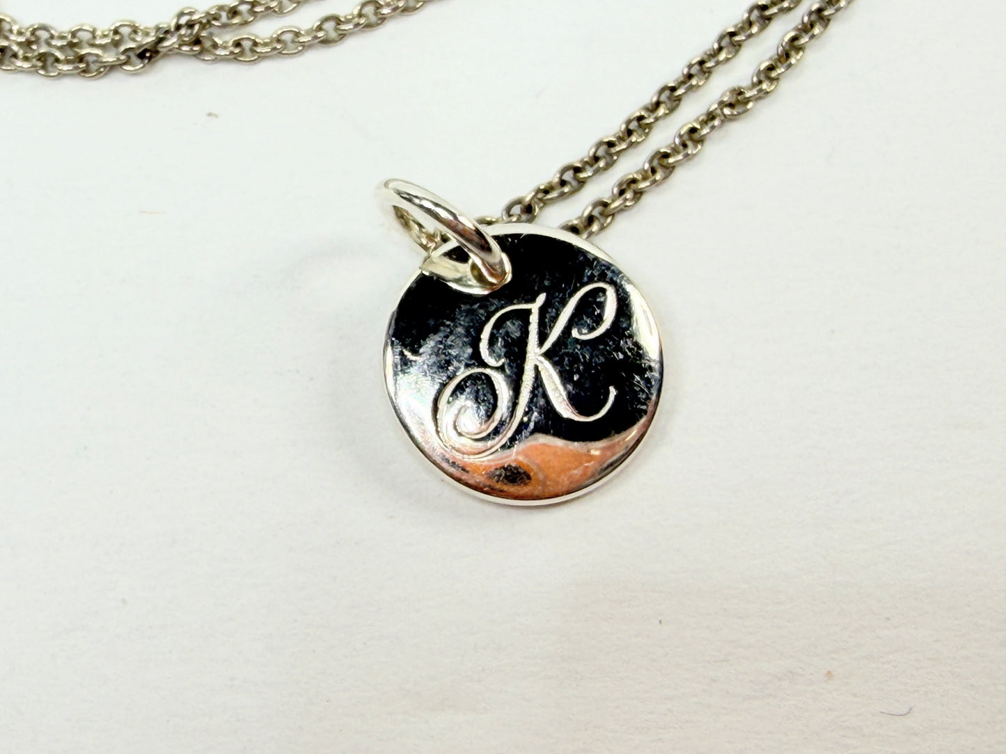 Tiffany & Co Elsa Peretti Initial Disc Necklace Sterling Silver 925 Italy JR1205