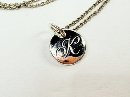 Tiffany & Co Elsa Peretti Initial Disc Necklace Sterling Silver 925 Italy JR1205