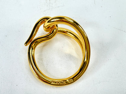 Vintage Hermès Anneau De Foulard Golden Metal Scarf Ring with Pouch GS856