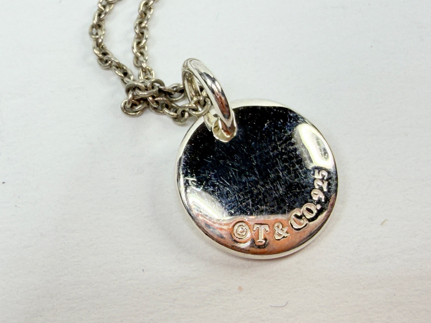 Tiffany & Co Elsa Peretti Initial Disc Necklace Sterling Silver 925 Italy JR1205