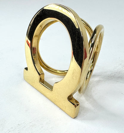 Vintage Salvatore Ferragamo Gold Tone Gancini Scarf Ring Made in Italy GS857