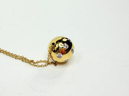 Tiffany & Co 18K Gold Diamond Ball Pendant Necklace Elsa Peretti Signed JR1208