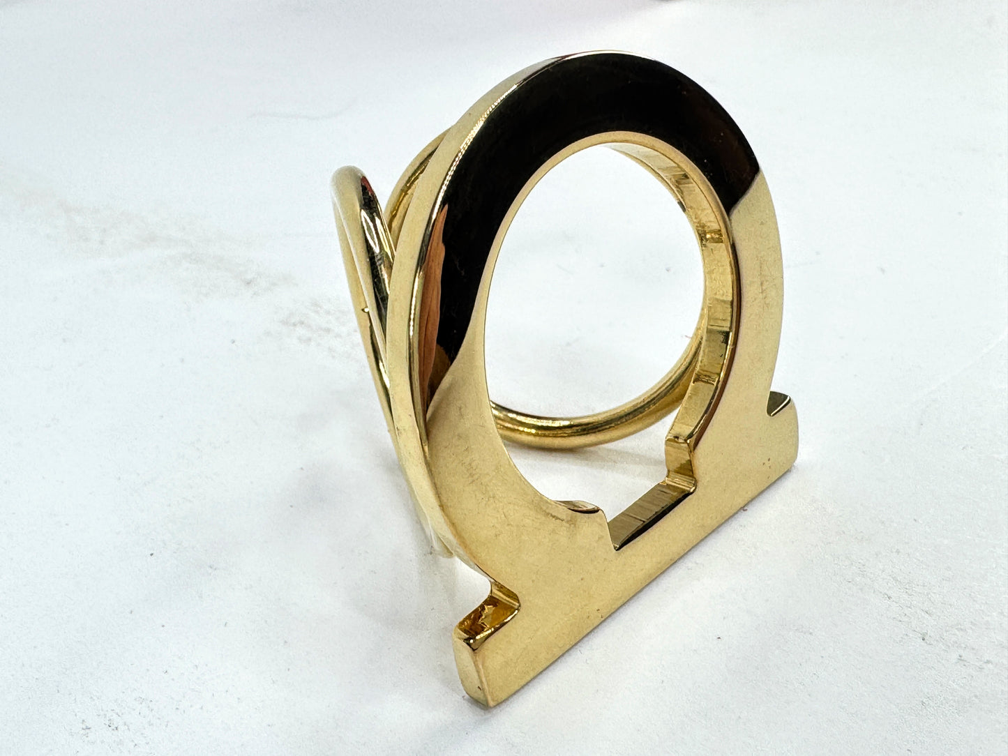 Vintage Salvatore Ferragamo Gold Tone Gancini Scarf Ring Made in Italy GS857