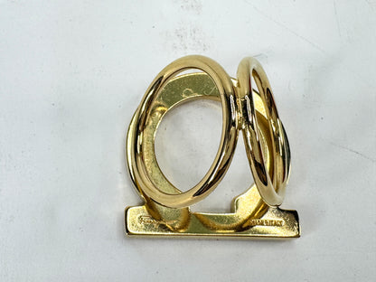 Vintage Salvatore Ferragamo Gold Tone Gancini Scarf Ring Made in Italy GS857