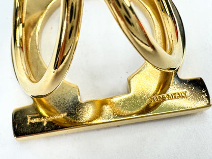 Vintage Salvatore Ferragamo Gold Tone Gancini Scarf Ring Made in Italy GS857