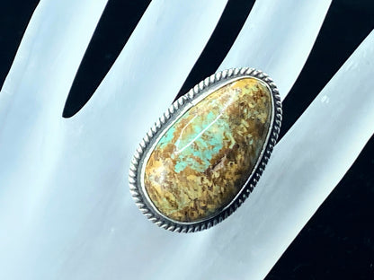 12.62ct oval turquoise Cabochon sterling ring JR8974