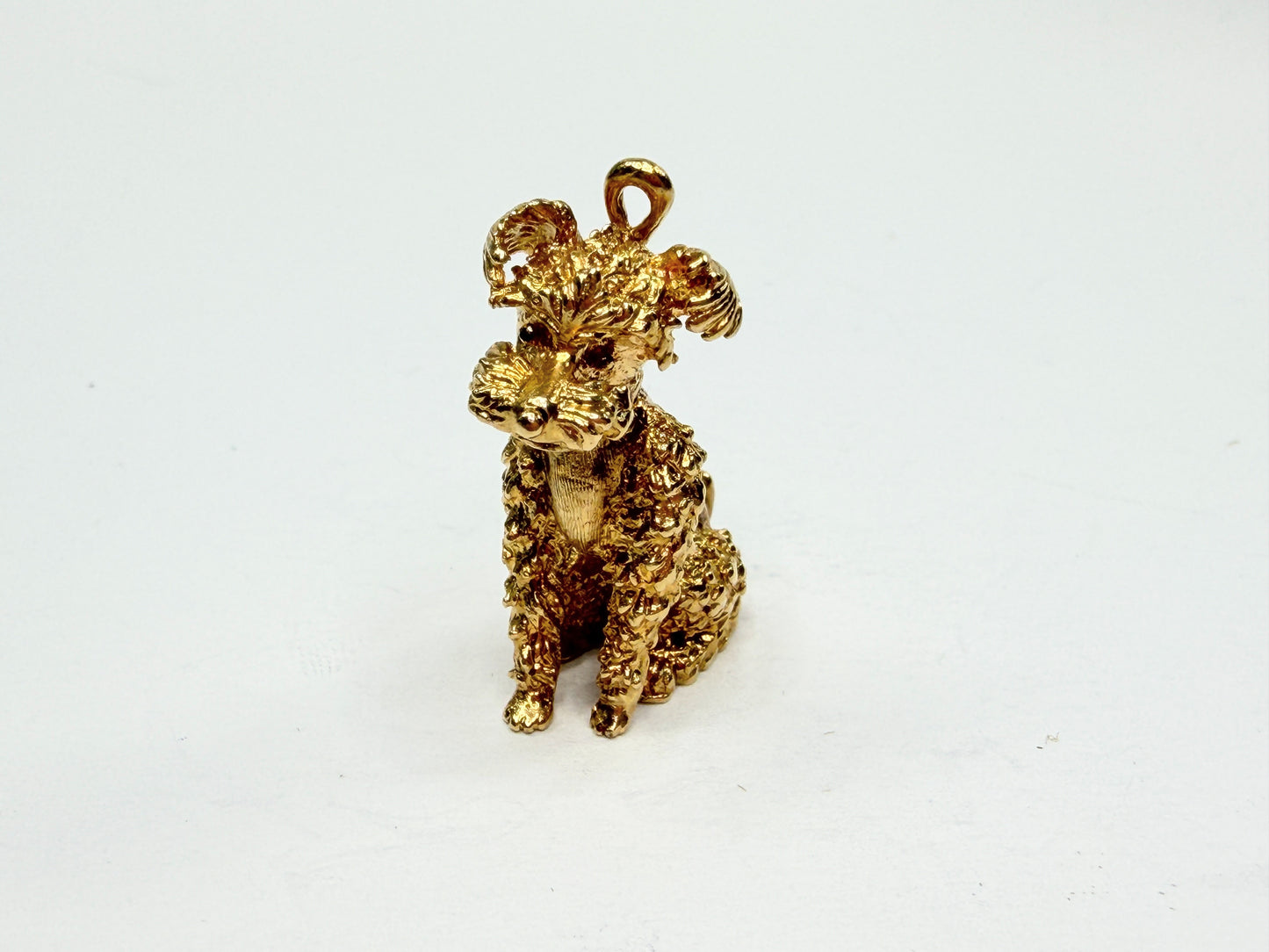 Vintage 14K Gold Poodle Dog Charm Pendant Solid Figural 16.8g