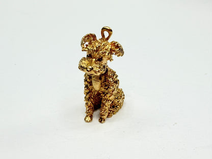 Vintage 14K Gold Poodle Dog Charm Pendant Solid Figural 16.8g