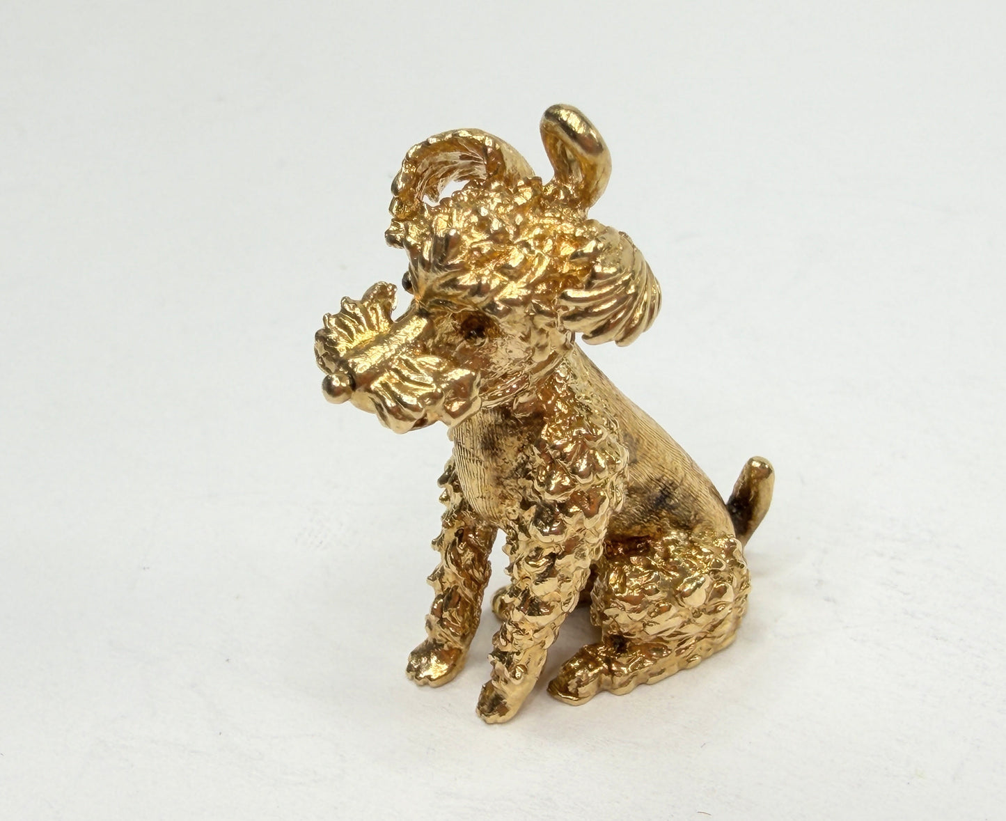Vintage 14K Gold Poodle Dog Charm Pendant Solid Figural 16.8g