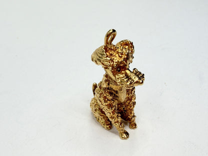 Vintage 14K Gold Poodle Dog Charm Pendant Solid Figural 16.8g
