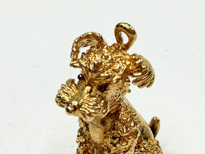 Vintage 14K Gold Poodle Dog Charm Pendant Solid Figural 16.8g