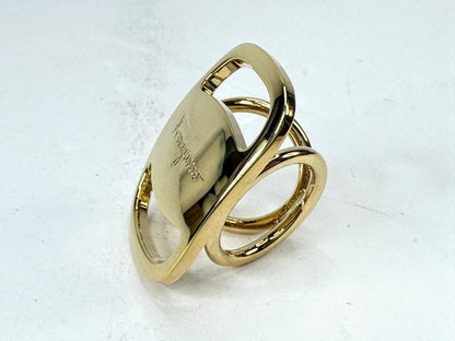 Vintage Salvatore Ferragamo Gold Tone Logo Scarf Ring Italian Accessory GS859