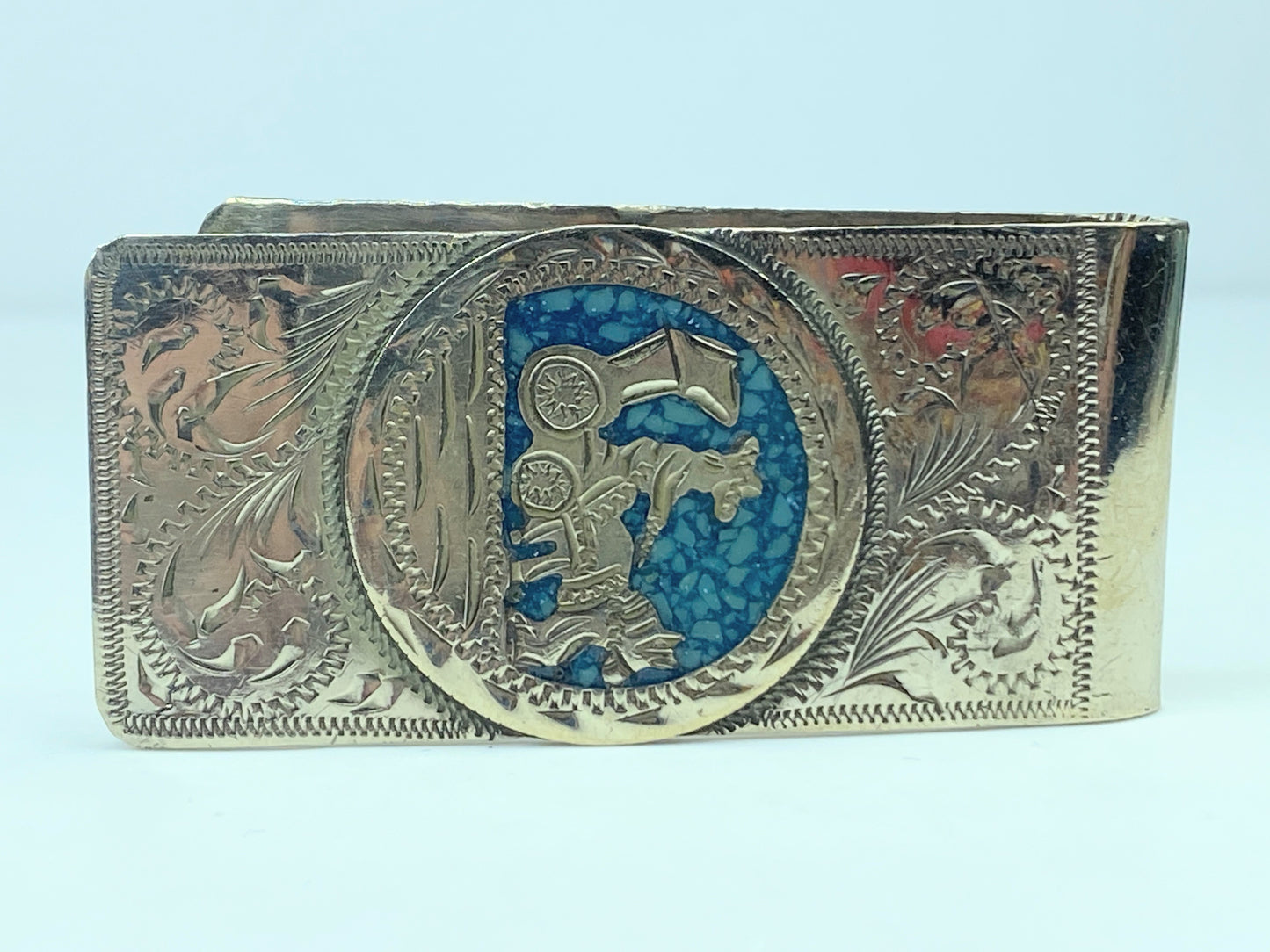 Alpaca Mexico Silver Abalone Shell MOP Carriage Money Clip 2.5" SS73