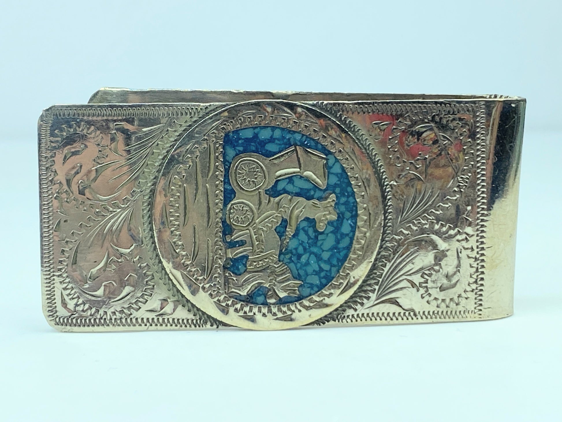 Alpaca Mexico Silver Abalone Shell MOP Carriage Money Clip 2.5" SS73