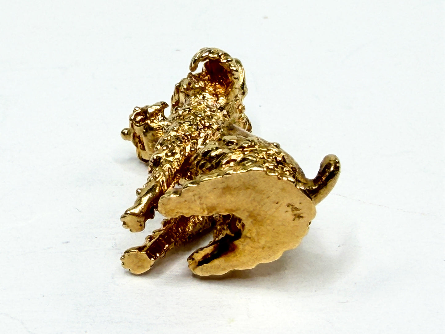 Vintage 14K Gold Poodle Dog Charm Pendant Solid Figural 16.8g