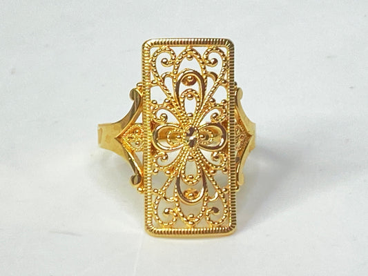 14K yellow Gold Filigree Ring by Michael & Anthony Size 7.5 2.6g JR1123