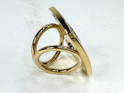Vintage Salvatore Ferragamo Gold Tone Logo Scarf Ring Italian Accessory GS859