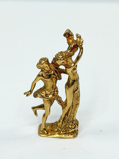 14K Gold Apollo & Daphne Figural Sculpture Pendant Charm 1.5" 15g Rare JR1212