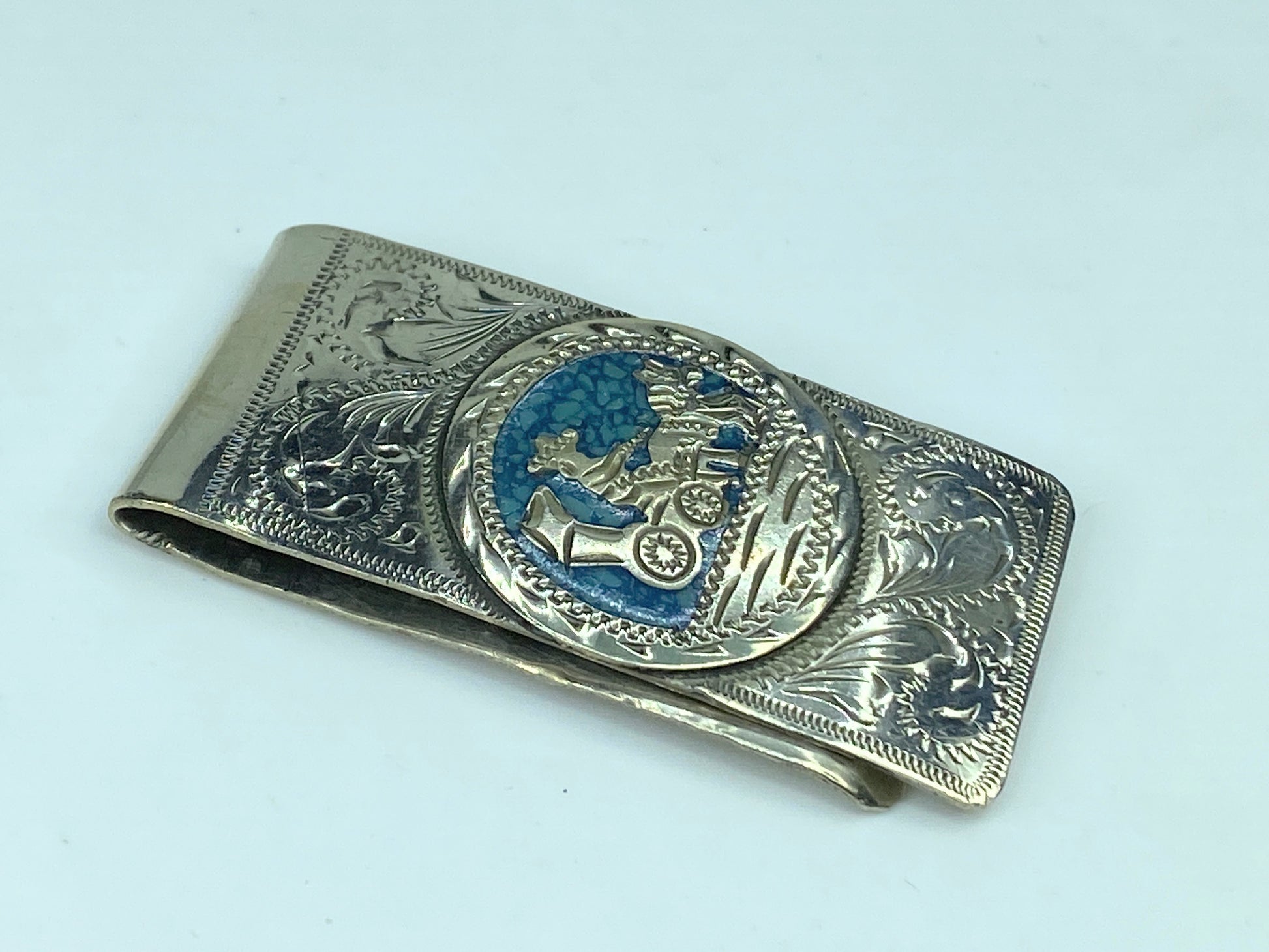 Alpaca Mexico Silver Abalone Shell MOP Carriage Money Clip 2.5" SS73