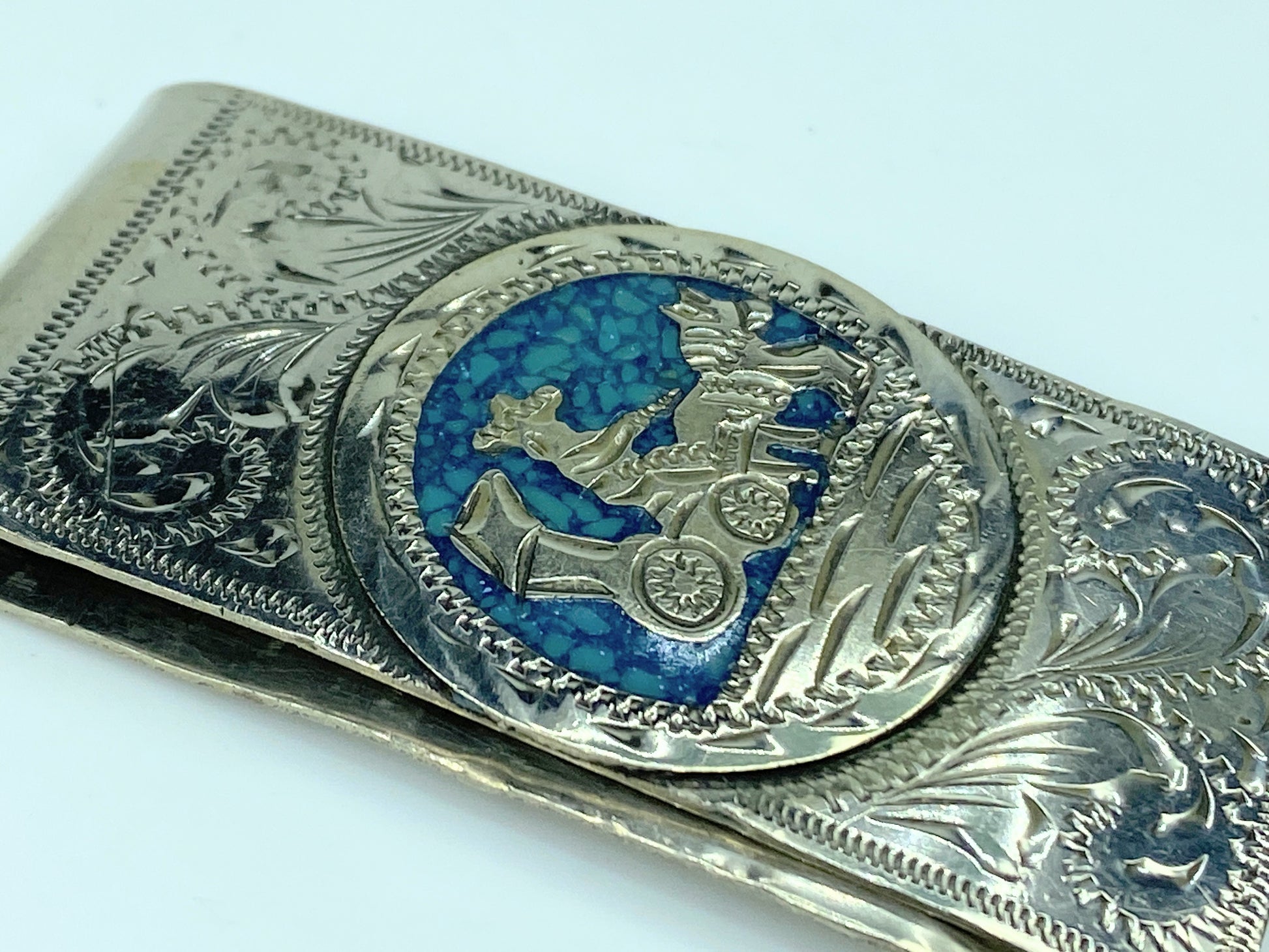 Alpaca Mexico Silver Abalone Shell MOP Carriage Money Clip 2.5" SS73