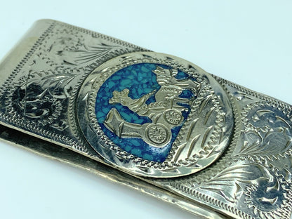 Alpaca Mexico Silver Abalone Shell MOP Carriage Money Clip 2.5" SS73