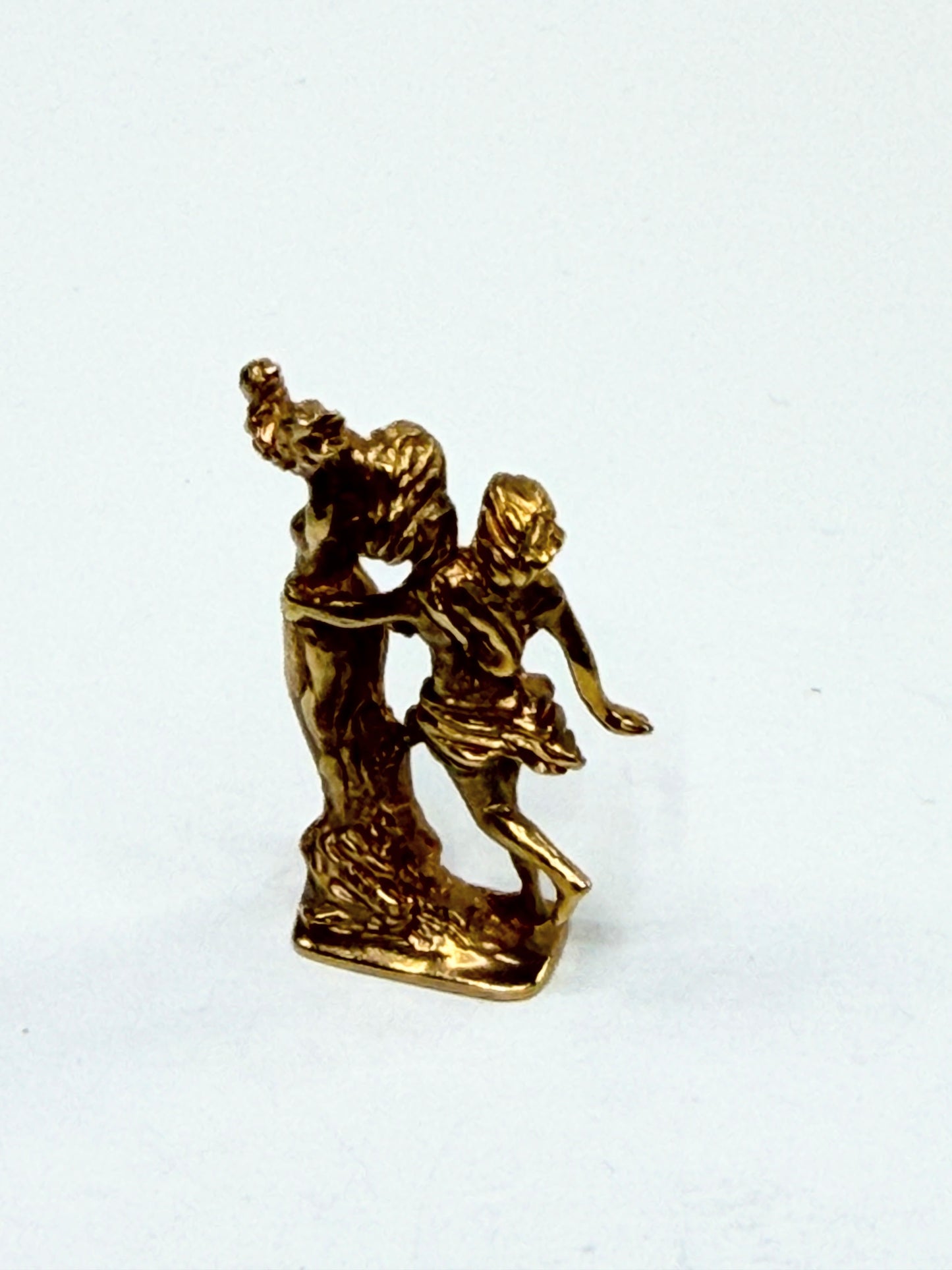 14K Gold Apollo & Daphne Figural Sculpture Pendant Charm 1.5" 15g Rare JR1212