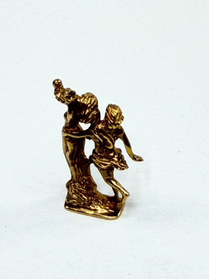 14K Gold Apollo & Daphne Figural Sculpture Pendant Charm 1.5" 15g Rare JR1212