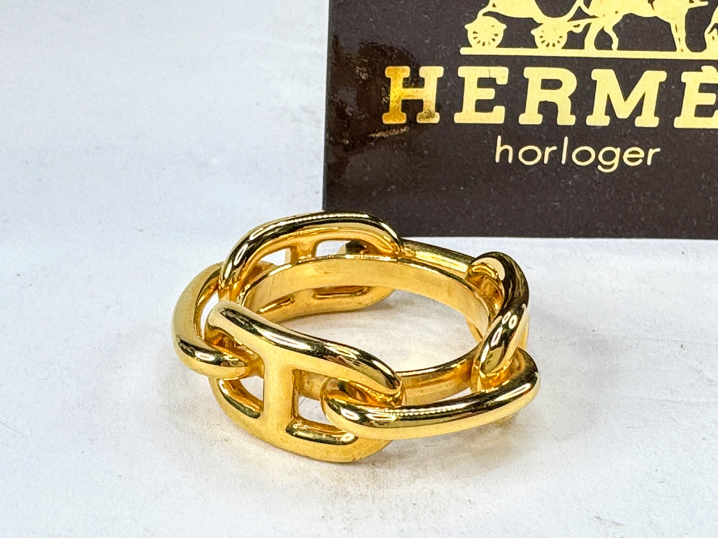 Vintage Hermès Gold Tone Chaîne d’Ancre Scarf Ring Chain Link Design GS860