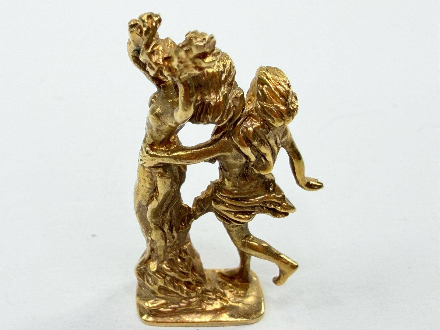 14K Gold Apollo & Daphne Figural Sculpture Pendant Charm 1.5" 15g Rare JR1212